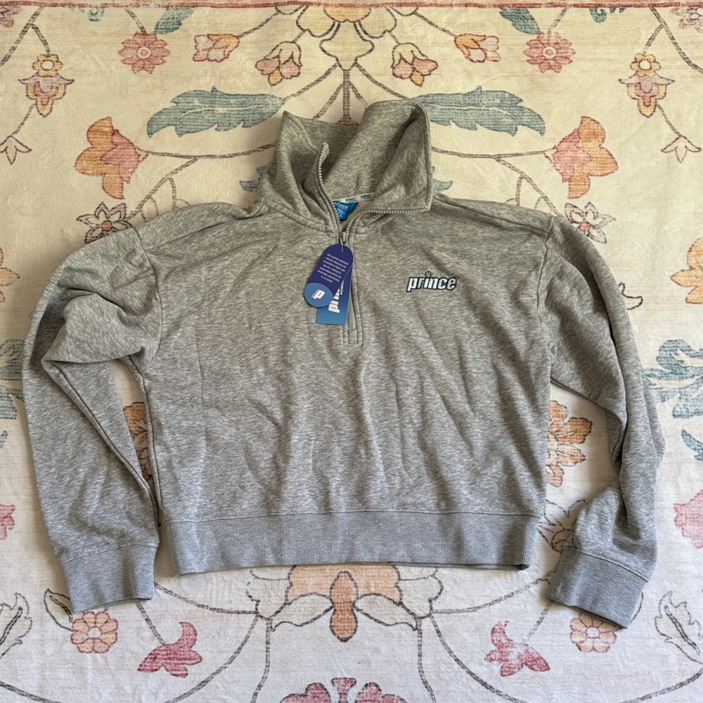 NWT Prince Pickleball Gray Zip-Up Quarter Sweatshirt
